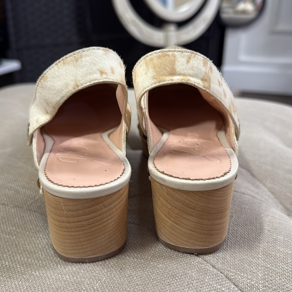 J. Crew Calf Haiar Convertible Strap Leather Wooden Clogs Size 6 - Picture 4 of 14